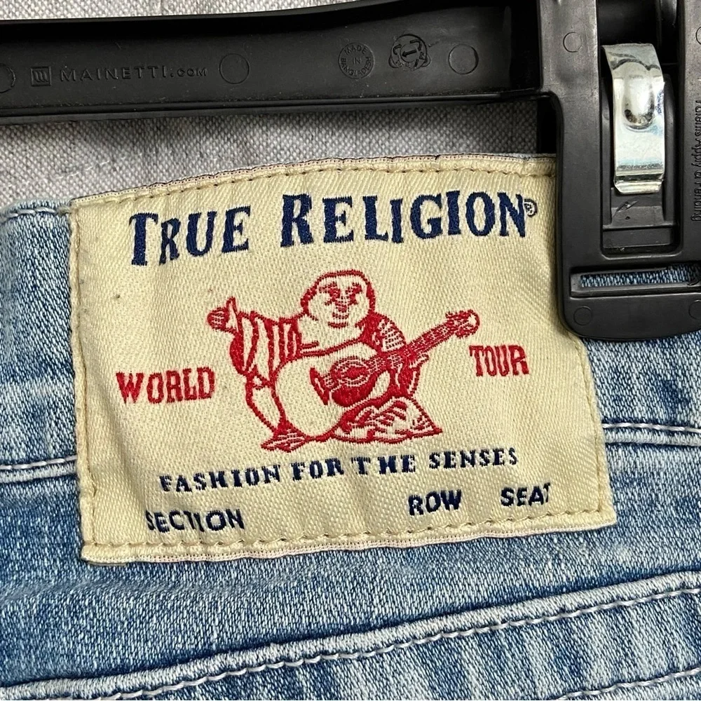 TRUE RELIGION / Mens Ricky Straight Leg Medium Washed Jeans Distressed Size 32